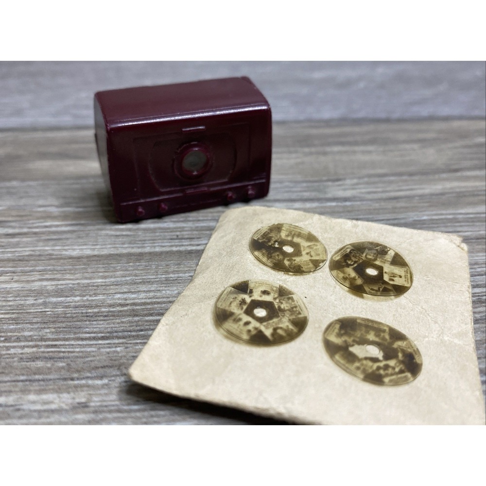 1940s RCA VICTOR MINI TV FILM VIEWER w 4 Movie Discs Tom Mix Marx Bros Burr T…